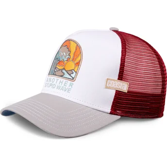 Cappellino trucker bianco, rosso e grigio Stupid Wave HFT di Coastal