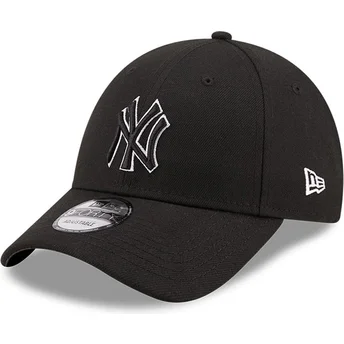 Schwarze verstellbare Curved Cap mit schwarzem Logo 9FORTY Pop Outline der New York Yankees MLB von New Era