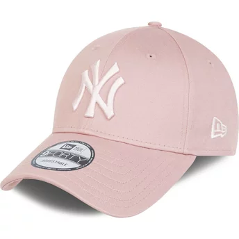 New Era Curved Brim Pink Logo 9FORTY League Essential New York Yankees MLB Pink Adjustable Cap