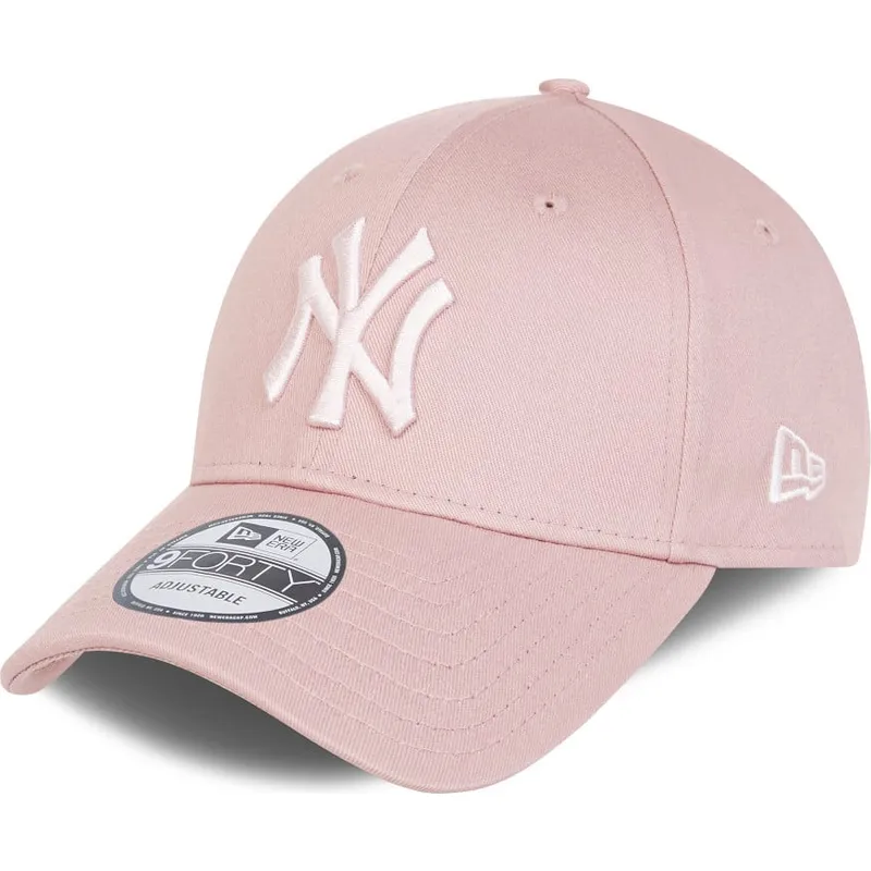 verstellbare-rosa-kappe-mit-gebogenem-schirm-und-rosa-logo-9forty-league-essential-der-new-york-yankees-mlb-von-new-era