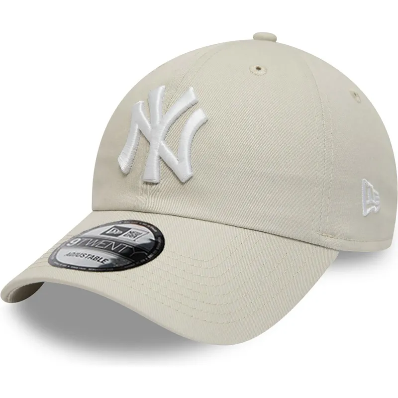 verstellbare-beige-9twenty-league-essential-kappe-mit-gebogenem-schirm-der-new-york-yankees-mlb-von-new-era