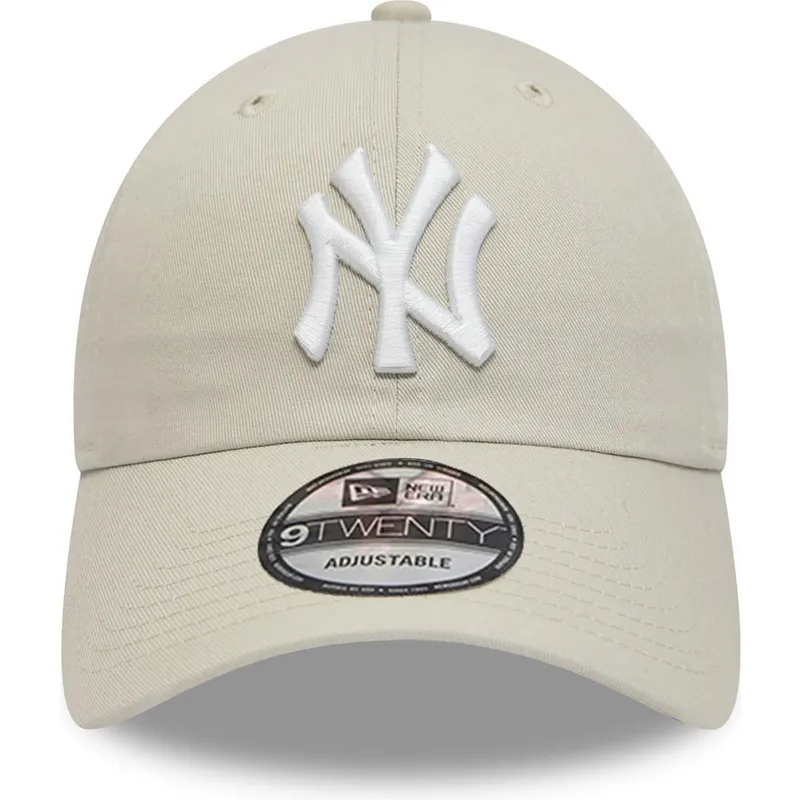 verstellbare-beige-9twenty-league-essential-kappe-mit-gebogenem-schirm-der-new-york-yankees-mlb-von-new-era