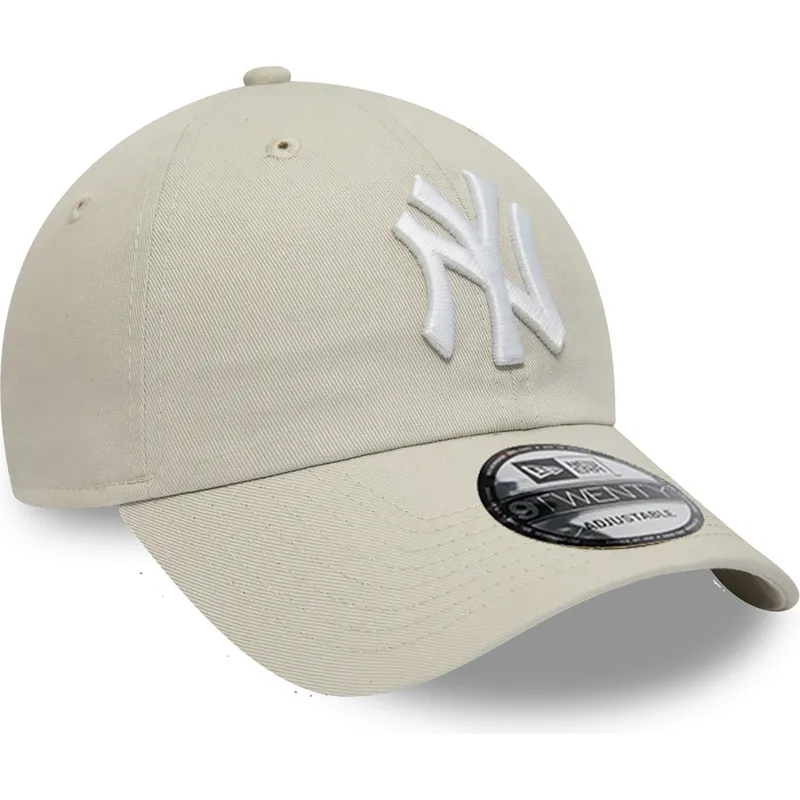 verstellbare-beige-9twenty-league-essential-kappe-mit-gebogenem-schirm-der-new-york-yankees-mlb-von-new-era