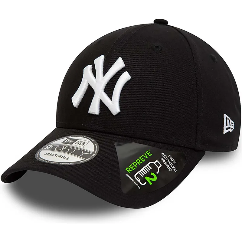 schwarze-verstellbare-curved-cap-9forty-repreve-league-essential-der-new-york-yankees-mlb-von-new-era