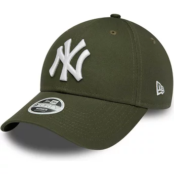 Casquette courbée verte ajustable pour femme 9FORTY League Essential New York Yankees MLB New Era