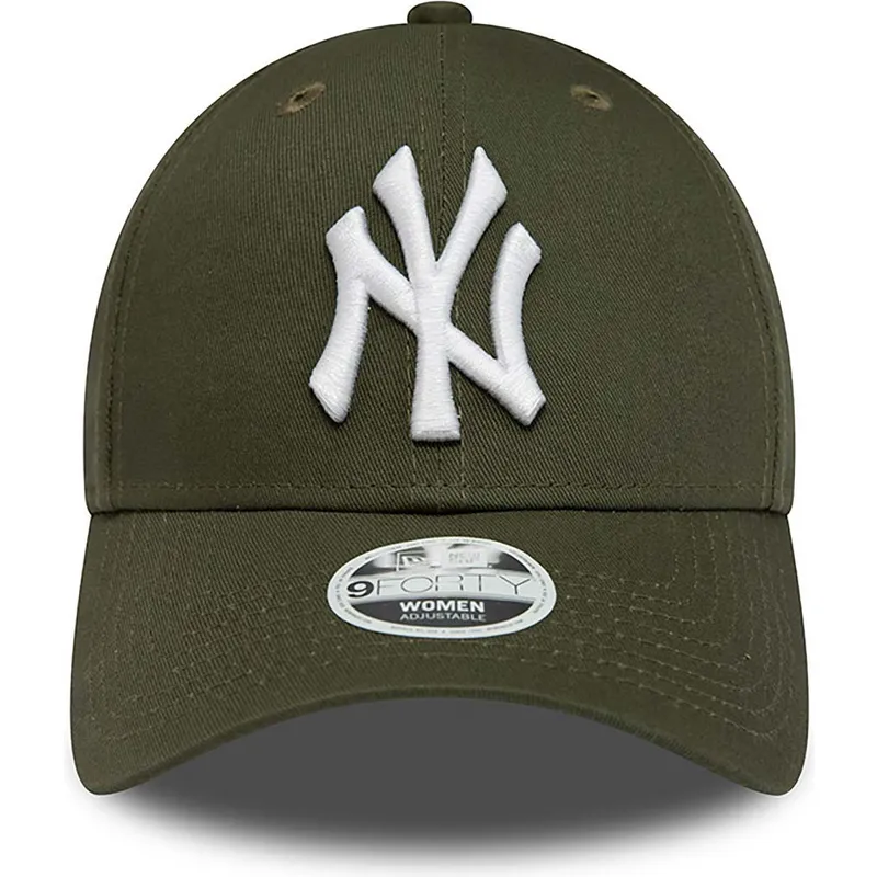 cappello-curvo-verde-regolabile-da-donna-9forty-league-essential-dei-new-york-yankees-mlb-di-new-era