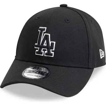 Gorra curva negra ajustable 9FORTY Pop Outline de Los Angeles Dodgers MLB de New Era