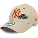 casquette-courbee-beige-ajustable-avec-logo-orange-pour-enfant-9forty-graphic-monster-truck-new-york-yankees-mlb-new-era
