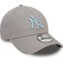casquette-courbee-grise-ajustable-avec-logo-bleu-9forty-league-essential-new-york-yankees-mlb-new-era