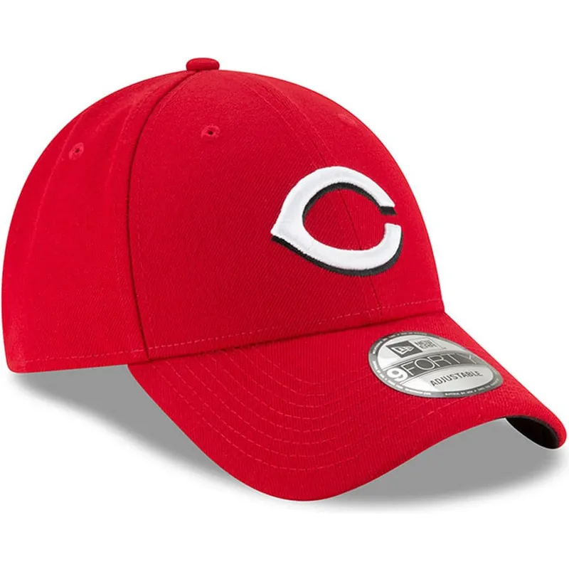 rote-verstellbare-curved-cap-9forty-the-league-der-cincinnati-reds-mlb-von-new-era