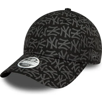Czarna regulowana czapka z daszkiem dla kobiet 9FORTY Monogram New York Yankees MLB New Era