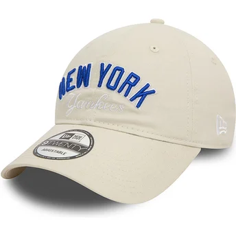 Beżowa regulowana czapka z zakrzywionym daszkiem 9TWENTY Wordmark New York Yankees MLB New Era