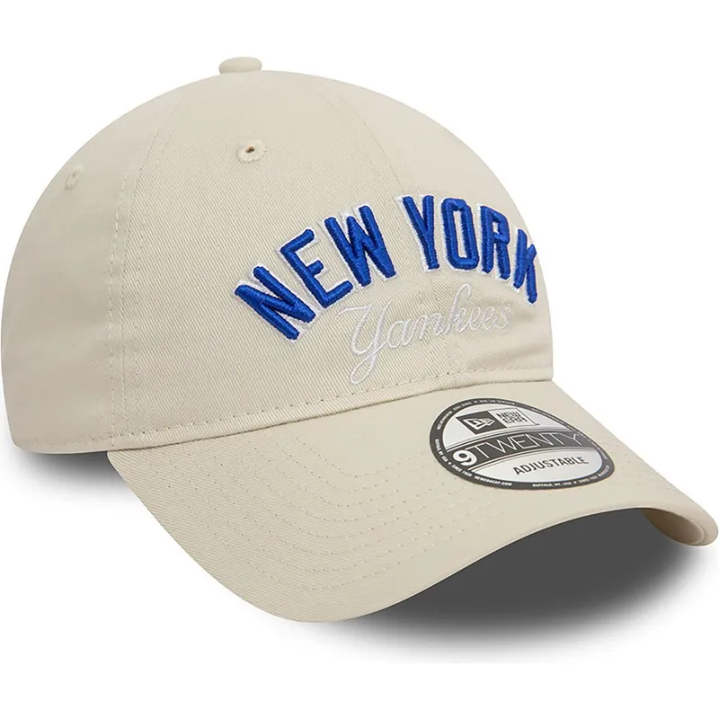 cappellino-curvo-beige-regolabile-9twenty-wordmark-dei-new-york-yankees-mlb-di-new-era