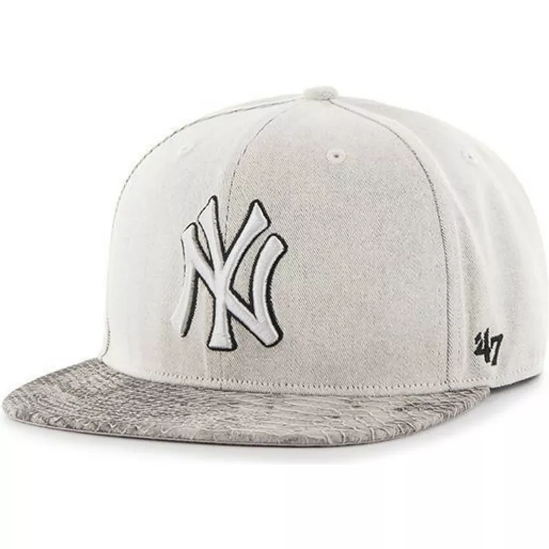 47-brand-flat-brim-new-york-yankees-mlb-grey-snapback-cap
