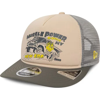 Gorra trucker beige y gris American Muscle Power 9FIFTY Retro Crown A Frame de New Era