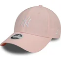 cappellino-curvo-rosa-regolabile-da-donna-9forty-linen-dei-new-york-yankees-mlb-di-new-era
