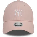 cappellino-curvo-rosa-regolabile-per-donna-9forty-linen-dei-new-york-yankees-mlb-di-new-era
