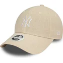 gorra-curva-beige-ajustable-para-mujer-9forty-linen-de-new-york-yankees-mlb-de-new-era