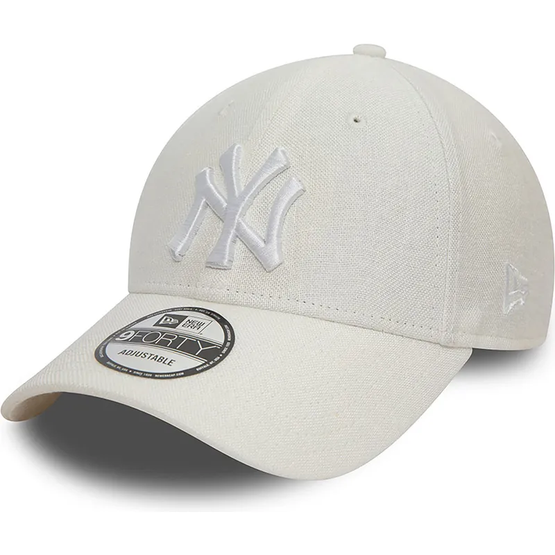 epci-curbata-alb-reglabila-9forty-linen-de-new-york-yankees-mlb-de-new-era