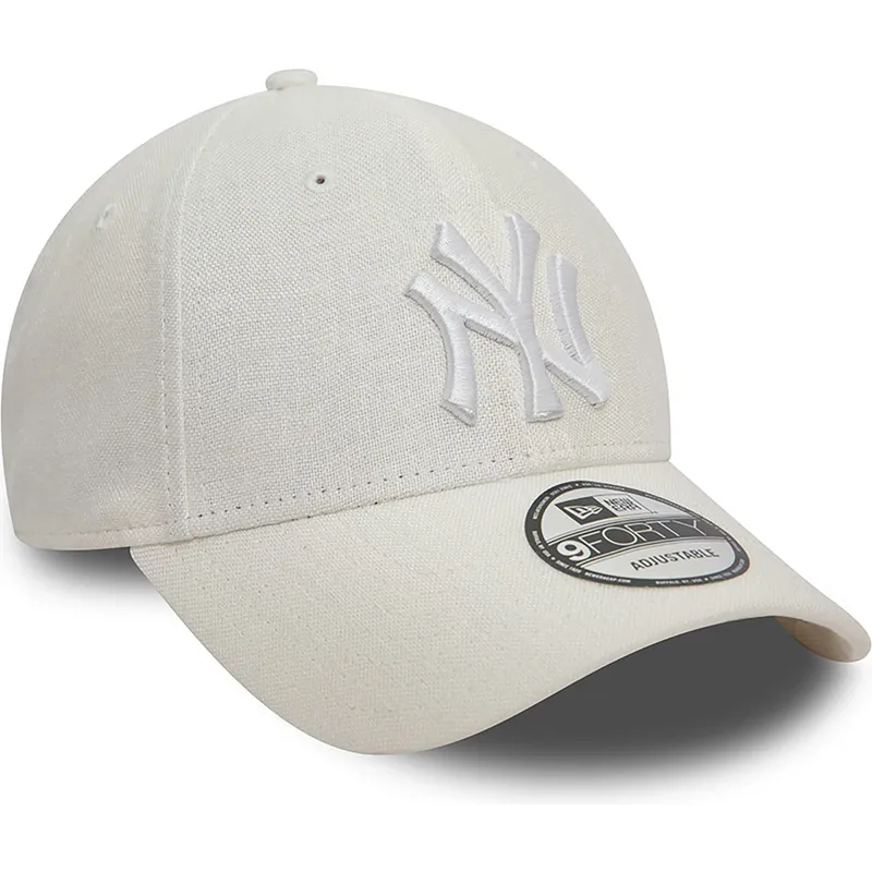 epci-curbata-alb-reglabila-9forty-linen-de-new-york-yankees-mlb-de-new-era
