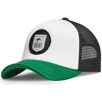 Gorra trucker blanca, negra y verde Classic de Oblack