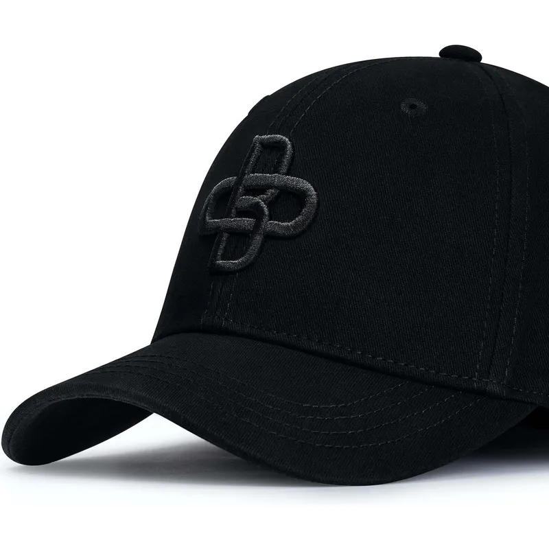 cappellino-curvo-nero-regolabile-con-logo-nero-baseball-peach-di-oblack