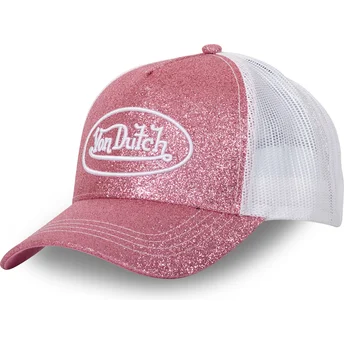 Cappellino trucker rosa e bianco GLITTER P di Von Dutch