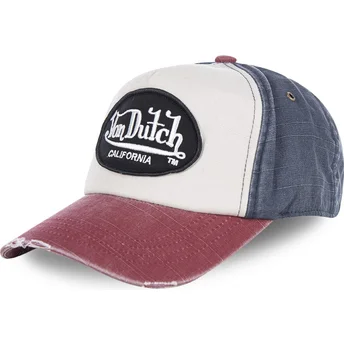 Casquette courbée blanche, bleue et rouge ajustable pour enfant KID_JACKBWRC Von Dutch