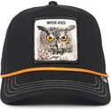 czarna-czapka-z-daszkiem-snapback-sowa-wise-owl-100-the-farm-all-over-canvas-od-goorin-bros