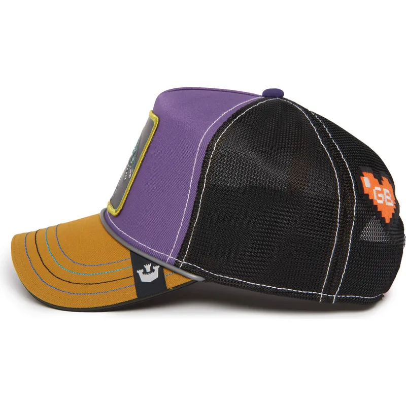 gorra-trucker-viola-nera-e-marrone-dragone-boss-hammer-and-spike-insert-coin-vol2-the-farm-di-goorin-bros