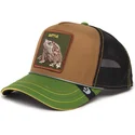 goorin-bros-trucker-kappe-in-braun-schwarz-und-froschgrun-battle-rash-zits-and-pimple-insert-coin-vol2-the-farm