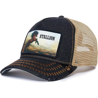 Cappellino trucker nero e beige cavallo Stallion Model No. 5741110N Rodeo The Farm di Goorin Bros.