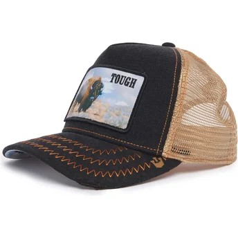 Cappellino trucker nero e beige bufalo Tough Modello N. 70U9H Rodeo The Farm di Goorin Bros.