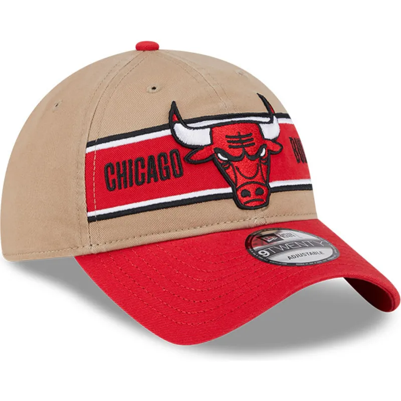 cappellino-curvo-marrone-e-rosso-regolabile-9twenty-draft-2024-di-chicago-bulls-nba-di-new-era