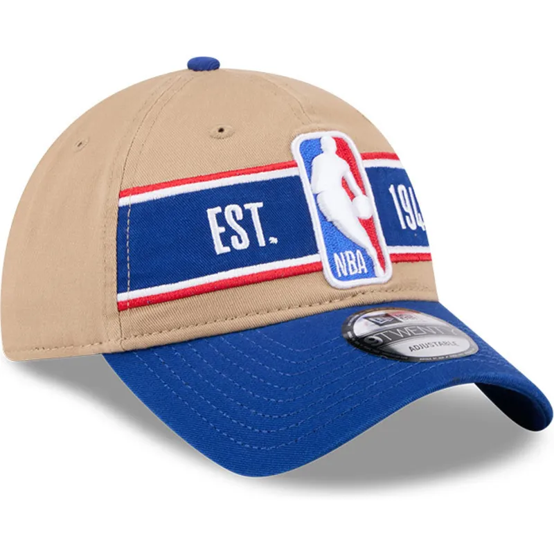cappellino-curvo-marrone-e-blu-regolabile-9twenty-draft-2024-nba-di-new-era