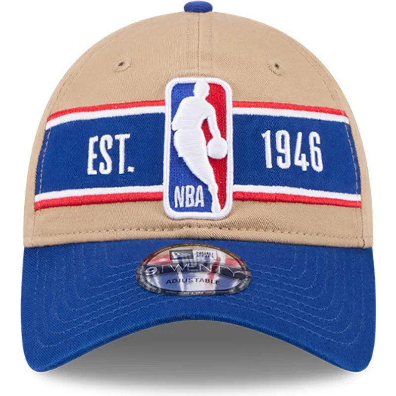 cappellino-curvo-marrone-e-blu-regolabile-9twenty-draft-2024-nba-di-new-era
