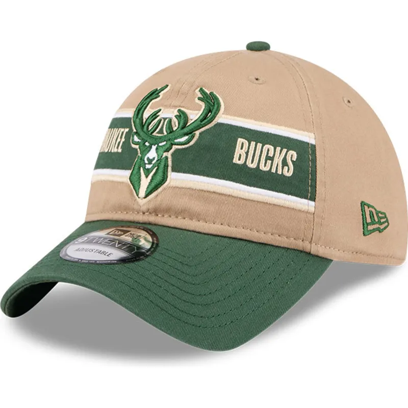 verstellbare-9twenty-draft-2024-kappe-in-braun-und-grun-der-milwaukee-bucks-nba-von-new-era