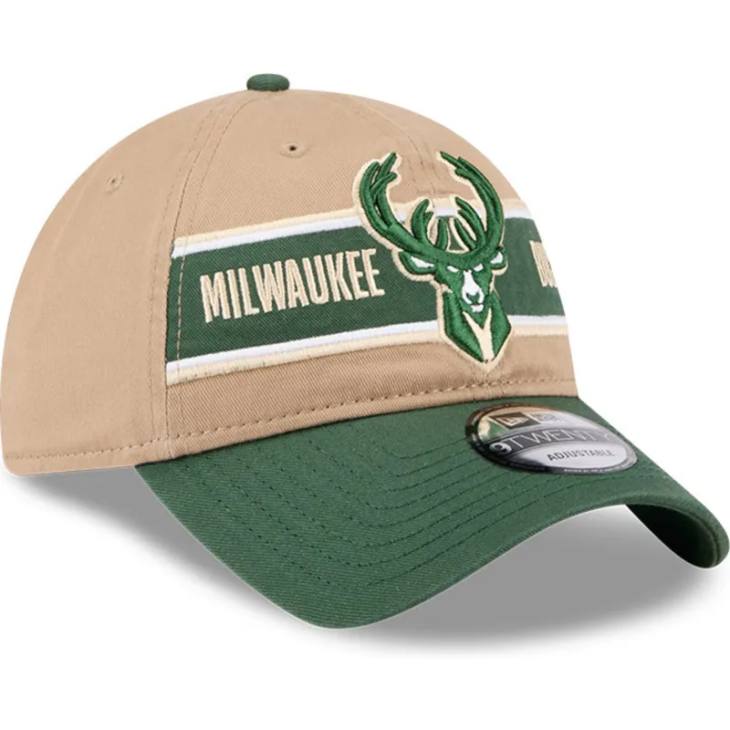verstellbare-9twenty-draft-2024-kappe-in-braun-und-grun-der-milwaukee-bucks-nba-von-new-era