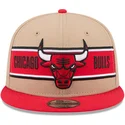cappellino-piatto-marrone-e-rosso-snapback-9fifty-draft-2024-dei-chicago-bulls-nba-di-new-era