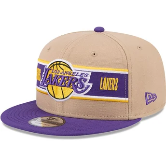 Șepci plată maro snapback 9FIFTY Draft 2024 de Los Angeles Lakers NBA de New Era