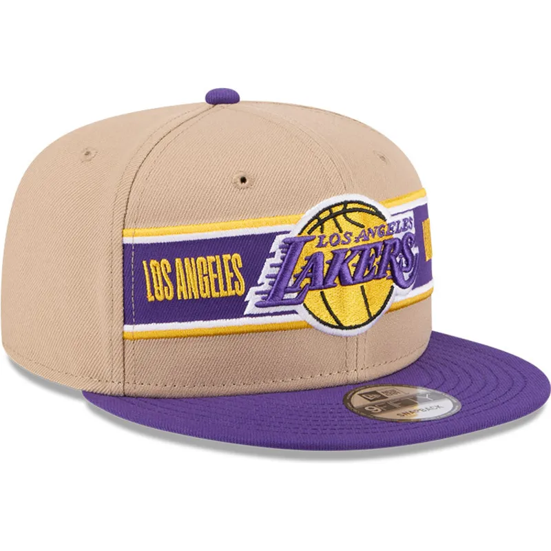 los-angeles-lakers-nba-9fifty-draft-2024-snapback-kappe-in-braun-und-violett-von-new-era
