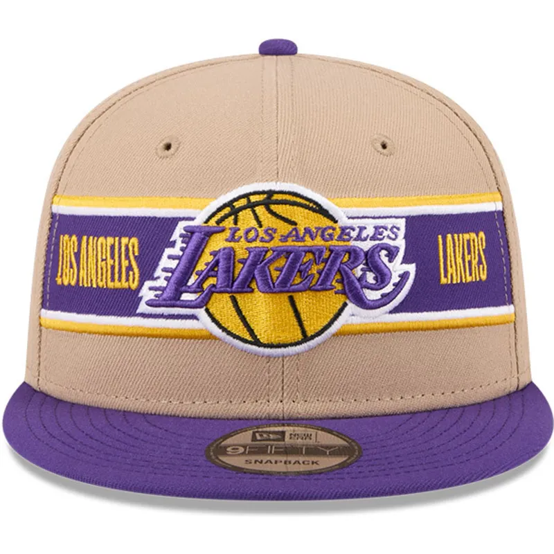 los-angeles-lakers-nba-9fifty-draft-2024-snapback-kappe-in-braun-und-violett-von-new-era