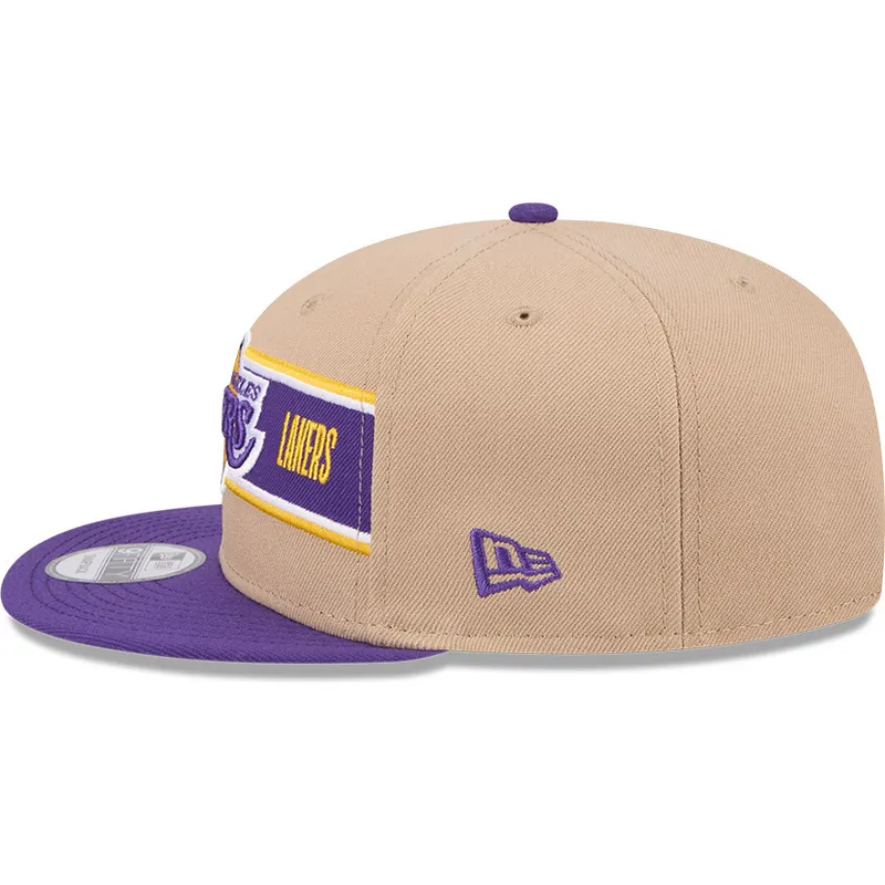 cappello-piatto-marrone-e-viola-snapback-9fifty-draft-2024-dei-los-angeles-lakers-nba-di-new-era