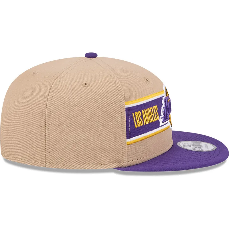cappello-piatto-marrone-e-viola-snapback-9fifty-draft-2024-dei-los-angeles-lakers-nba-di-new-era