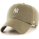 casquette-courbee-marron-avec-petit-logo-new-york-yankees-mlb-clean-up-47-brand