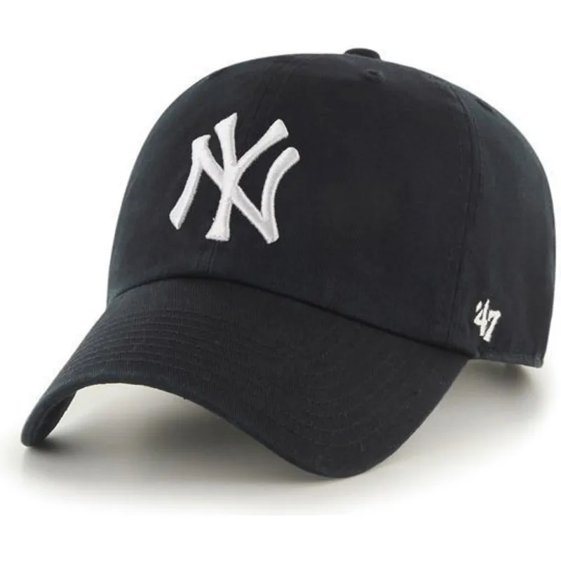 schwarze-gebogene-kappe-new-york-yankees-mlb-clean-up-von-47-brand
