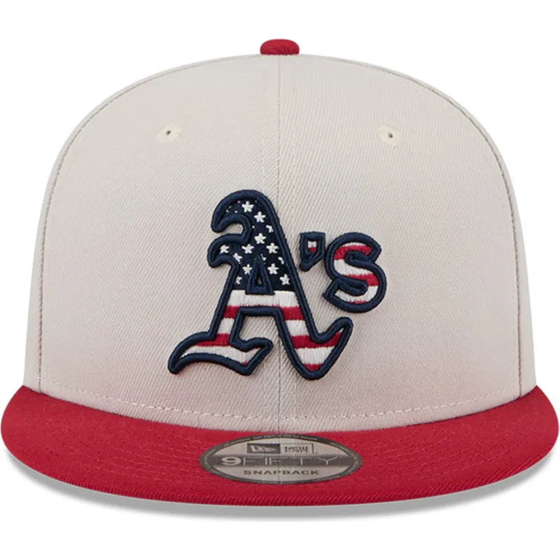 beige-och-rod-platt-keps-snapback-9fifty-4th-of-july-fran-oakland-athletics-mlb-av-new-era