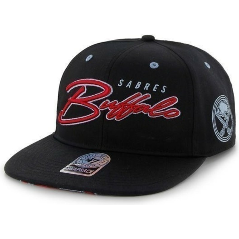 47-brand-flat-brim-script-logo-buffalo-sabres-nhl-black-snapback-cap