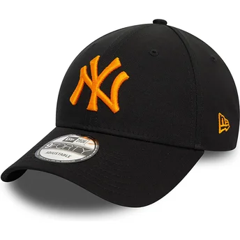 Casquette courbée noire ajustable avec logo orange 9FORTY League Essential New York Yankees MLB New Era