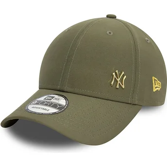 Casquette courbée verte ajustable avec logo doré 9FORTY Flawless New York Yankees MLB New Era